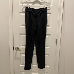 Black Express Paperbag High Rise Slim Pants Long 0 Ankle Office Business